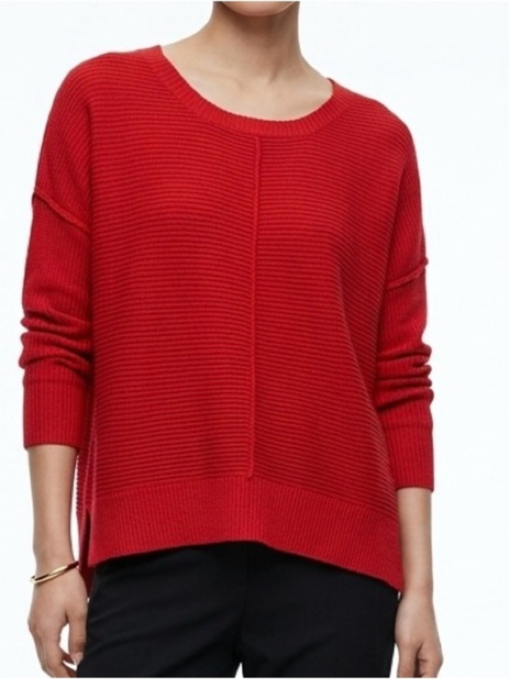 RDI Red Textured Shaker Knit Oversized Seam Front Sweater M